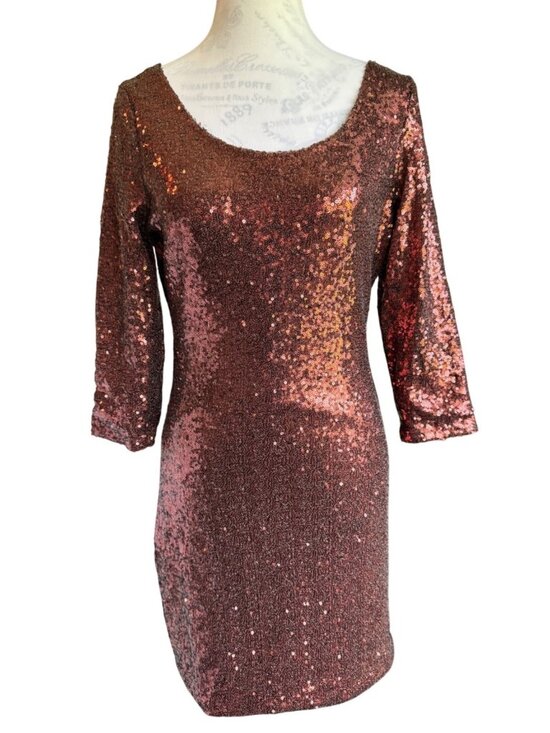 Banana U.S.A. Dresses & Skirts - NEW Banana U.S.A. Women Brown Sequin Cocktail Prom Formal Boutique Dress 8/10
